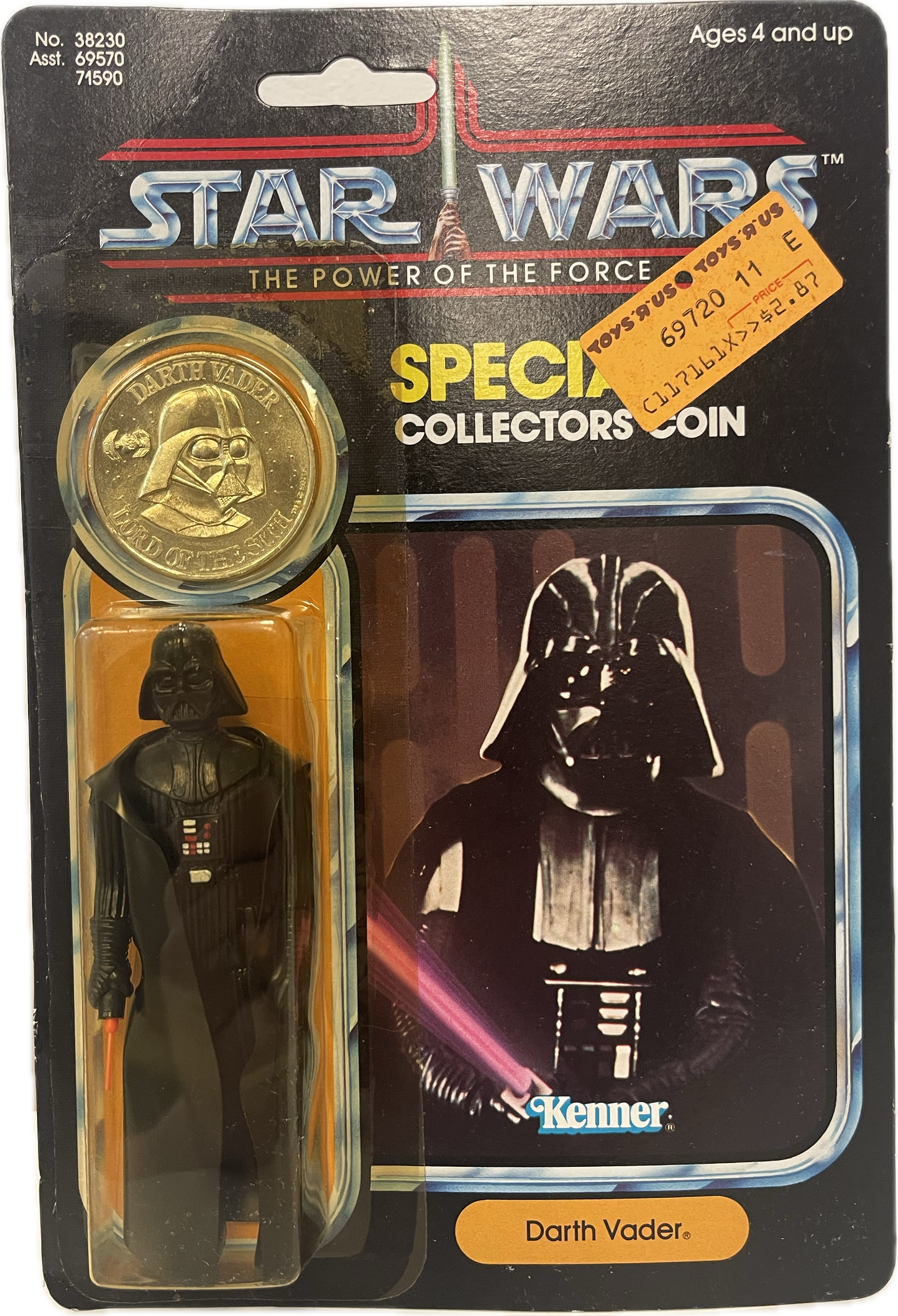 1984 Star Wars 92 Back Power Of The Force Darth Vader w/ Coin