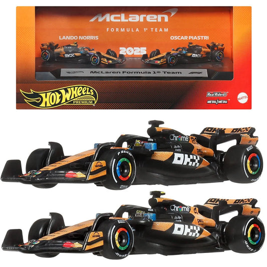 Hot Wheels Formula 1 McLaren Team Piastri #81 and Norris #4 2-Pack Premium 1:64 Vehicle