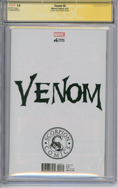 Venom #6 CGC Signature Series 9.8 Negative Edition
