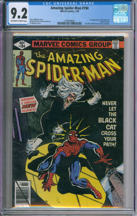 The Amazing Spider-Man #194 CGC 9.2 1st Appearance The Black Cat