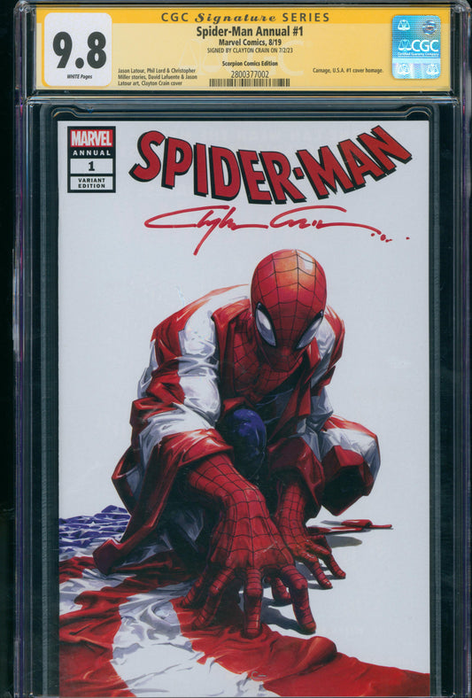 Spider-Man Annual #1 2019 Signature Series 9.8 Signed by Clayton Crane - Scorpion Comics Edition