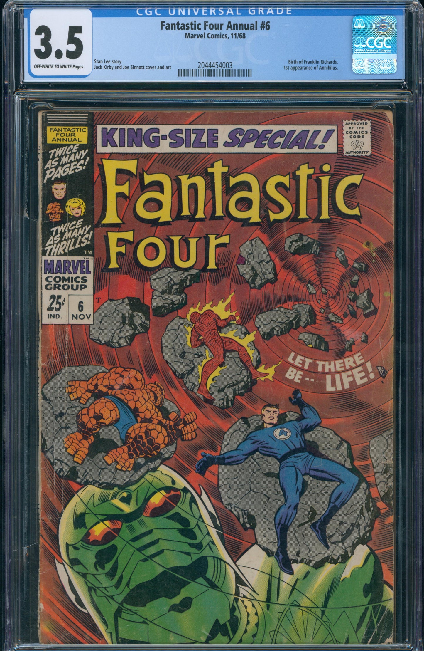 Fantastic Four Annual #6 CGC 3.5 - 1st appearance of Annihilus
