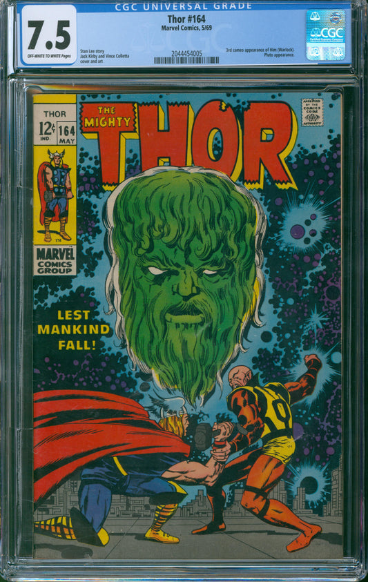 Thor #164 1969 CGC 7.5 - 3rd cameo appearance of Him (Warlock)