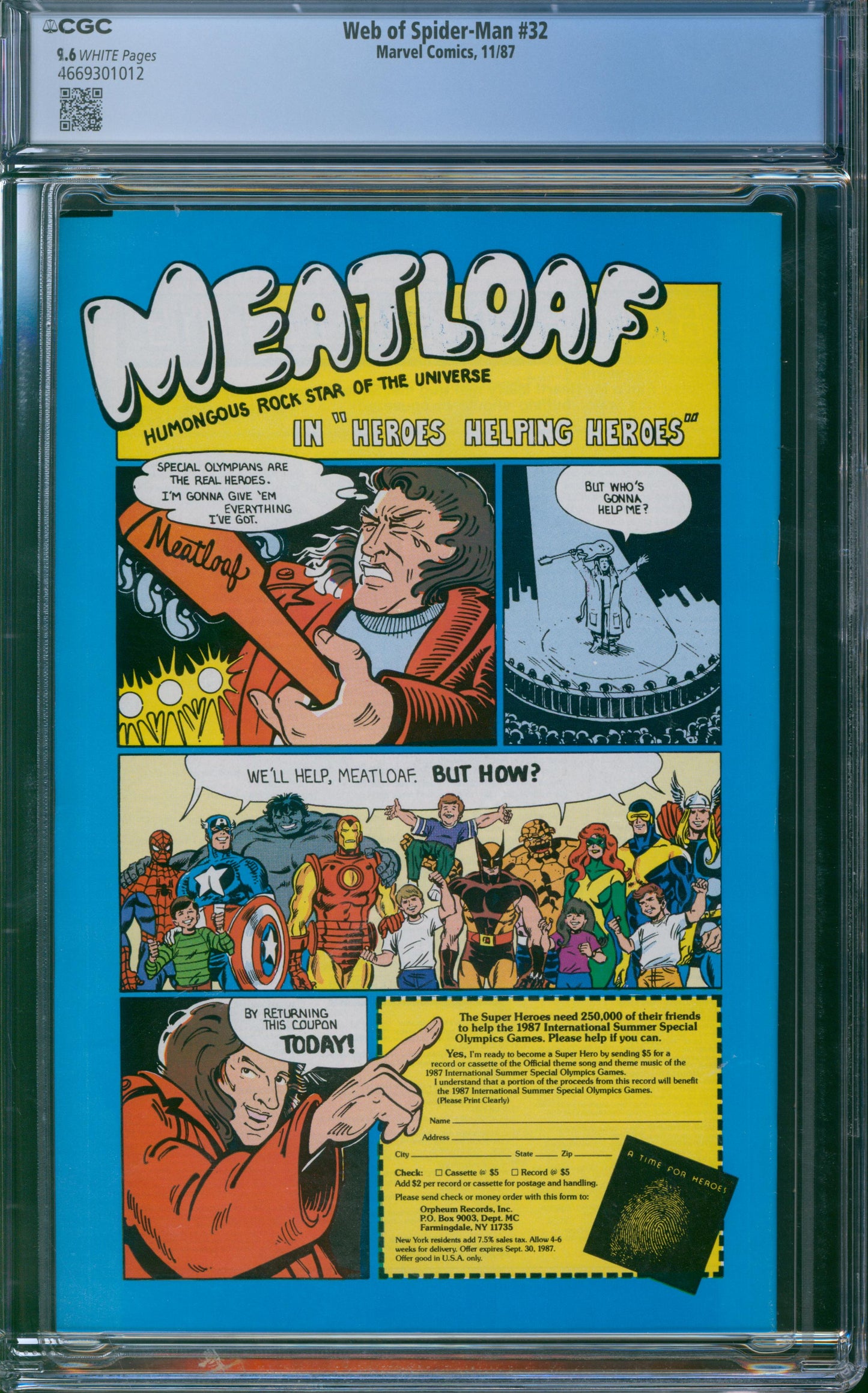 Web of Spider-Man #32 1987 CGC 9.6 - Kraven & Vermin Appearance