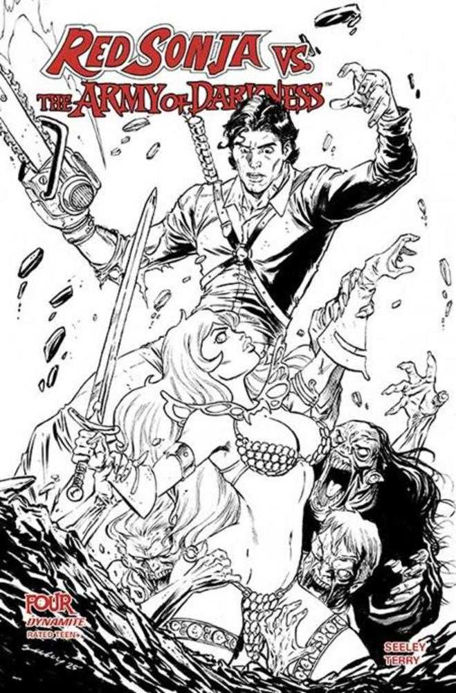 Red Sonja vs Aod #4 Cover G 1 in 10 Tim Seeley Line Art Variant