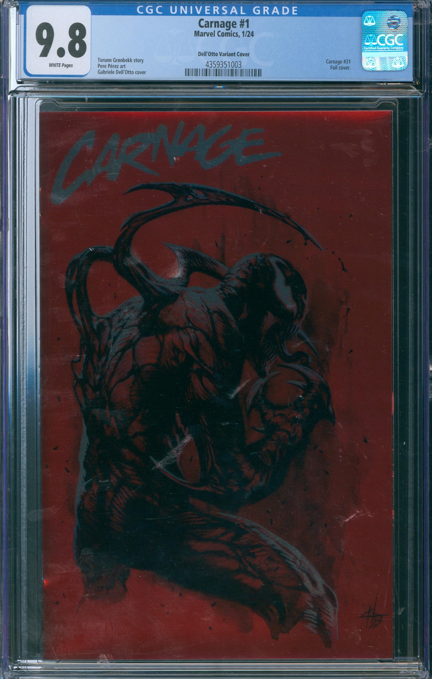 Carnage #1 Dell'Otto Variant Cover Foil - CGC 9.8 - 2024