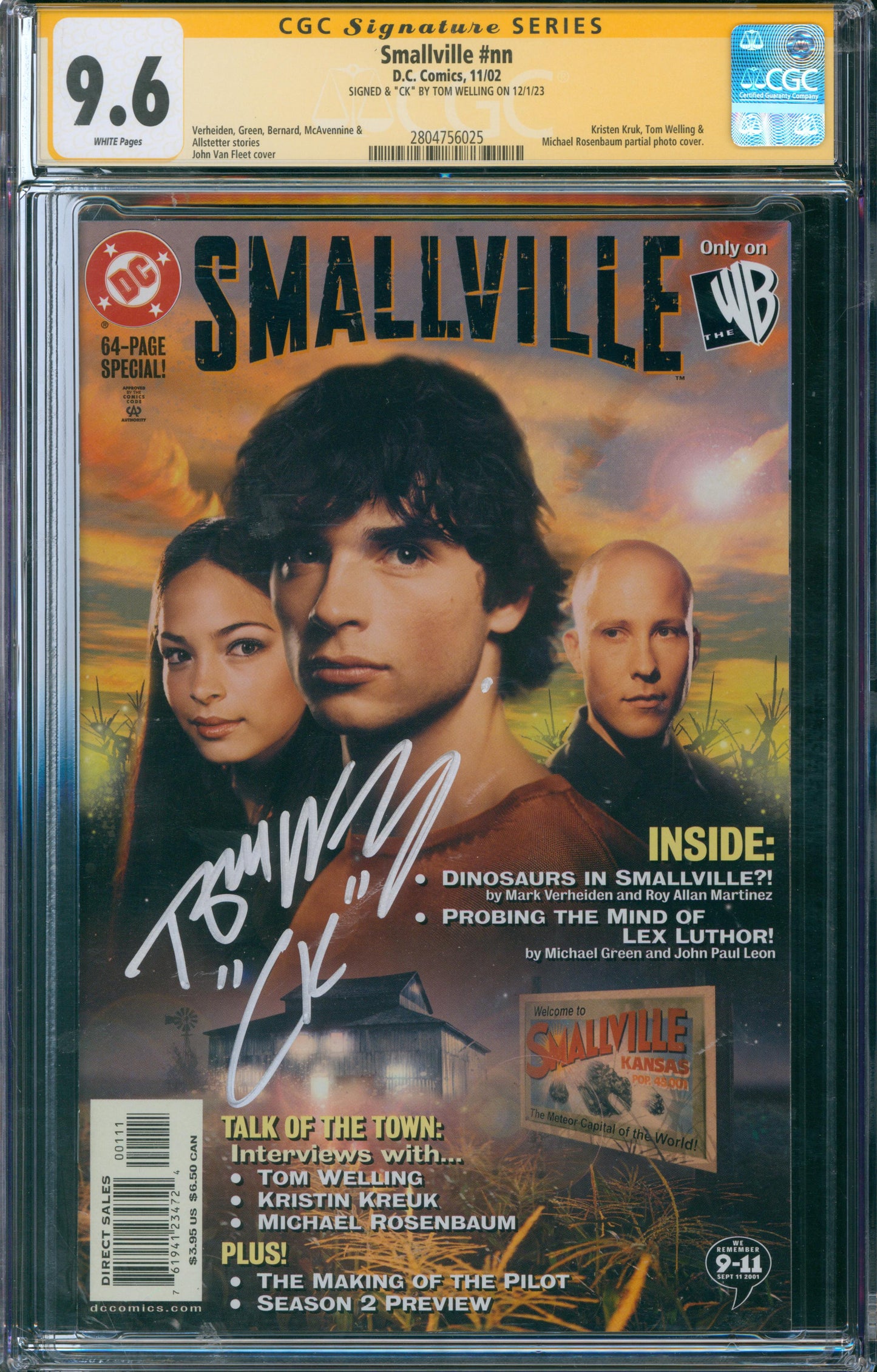 Smallville #nn CGC 9.6 SIGNED & "CK" BY TOM WELLING