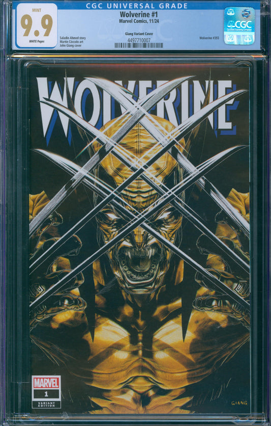Wolverine #1 CGC 9.9 Mint - Giang Variant Cover - 2024