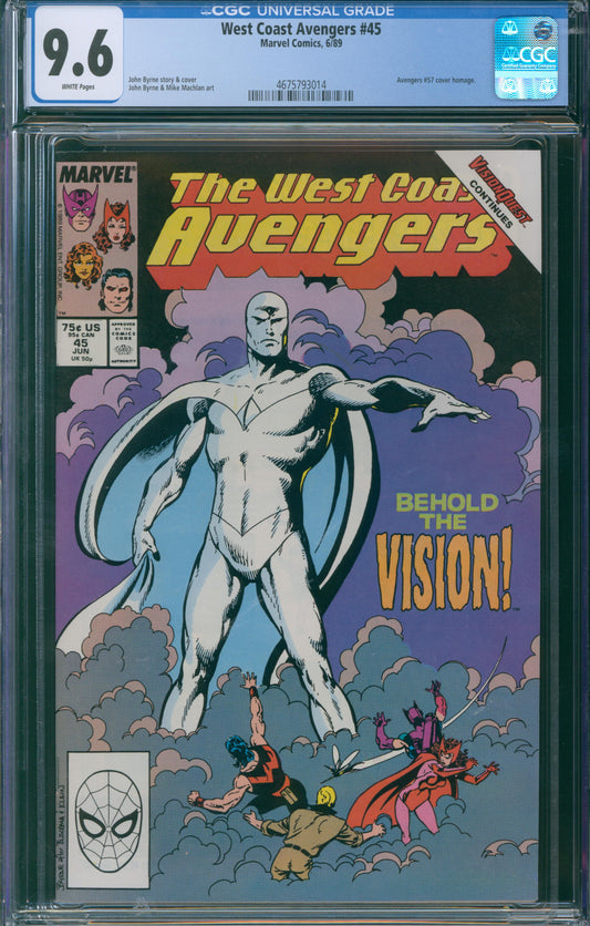 West Coast Avengers #45 CGC 9.6 - Avengers #57 cover homage