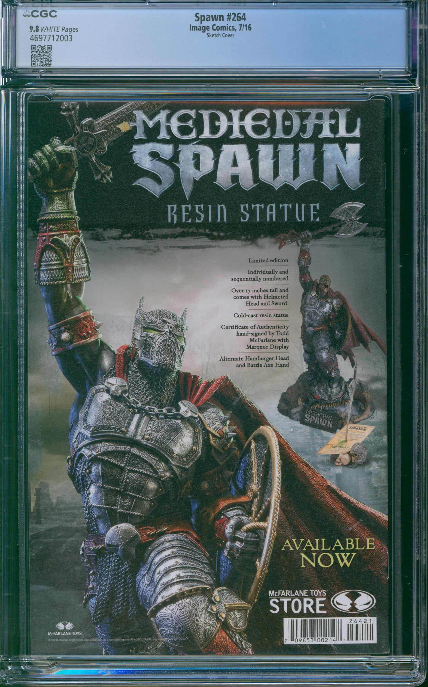 Spawn #264 CGC 9.8 - Sketch Cover - 2016