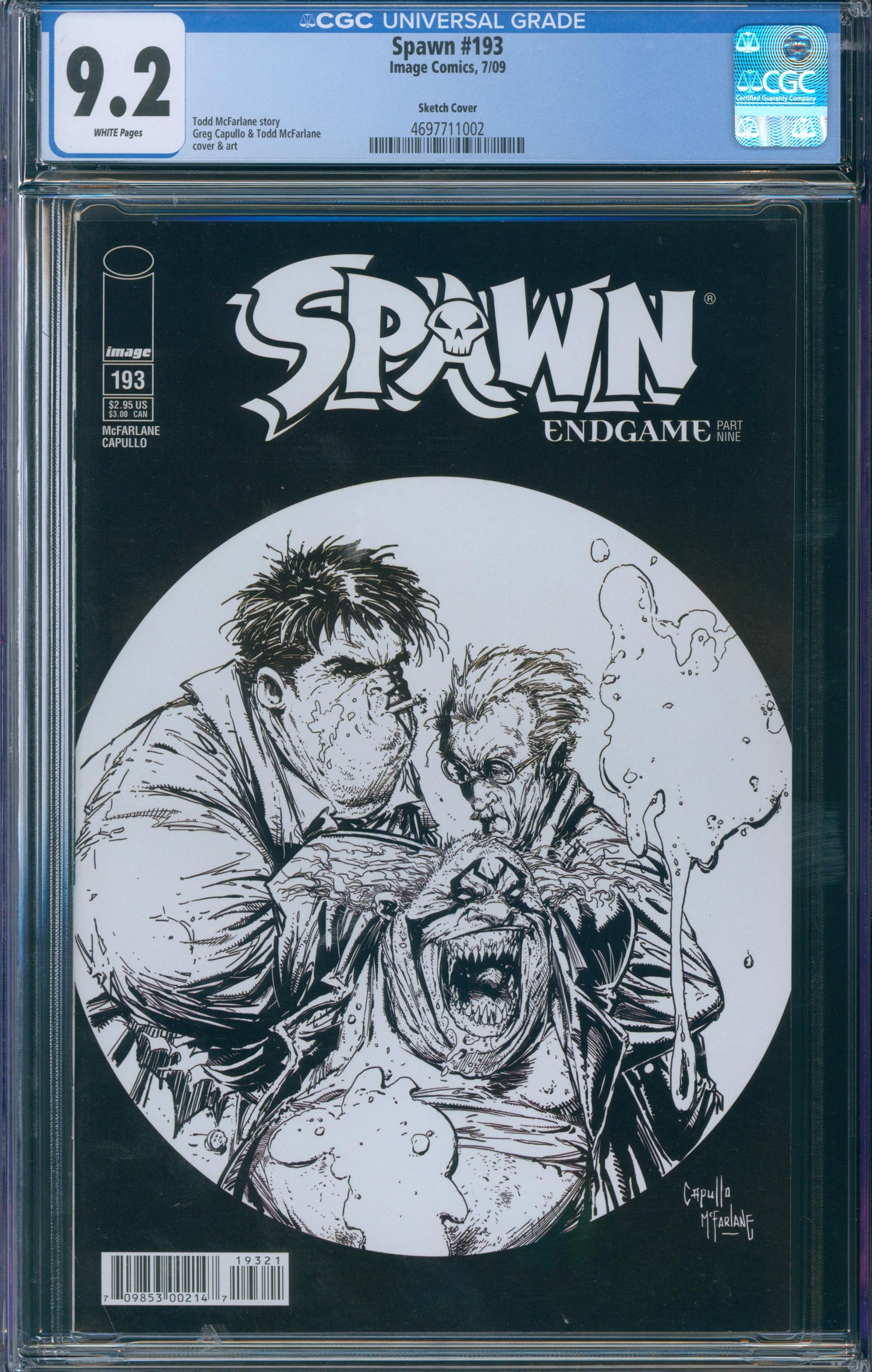 Spawn #193 CGC 9.2 Sketch Cover - 2009