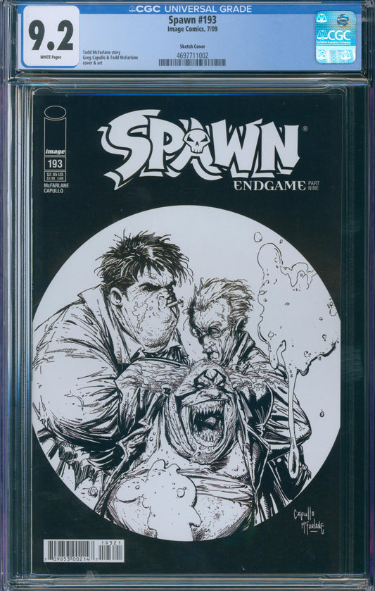 Spawn #193 CGC 9.2 Sketch Cover - 2009