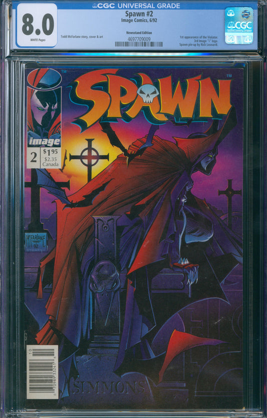 Spawn 2 CGC 8.0 Newsstand Edition - 1st Appearance of The Violator
