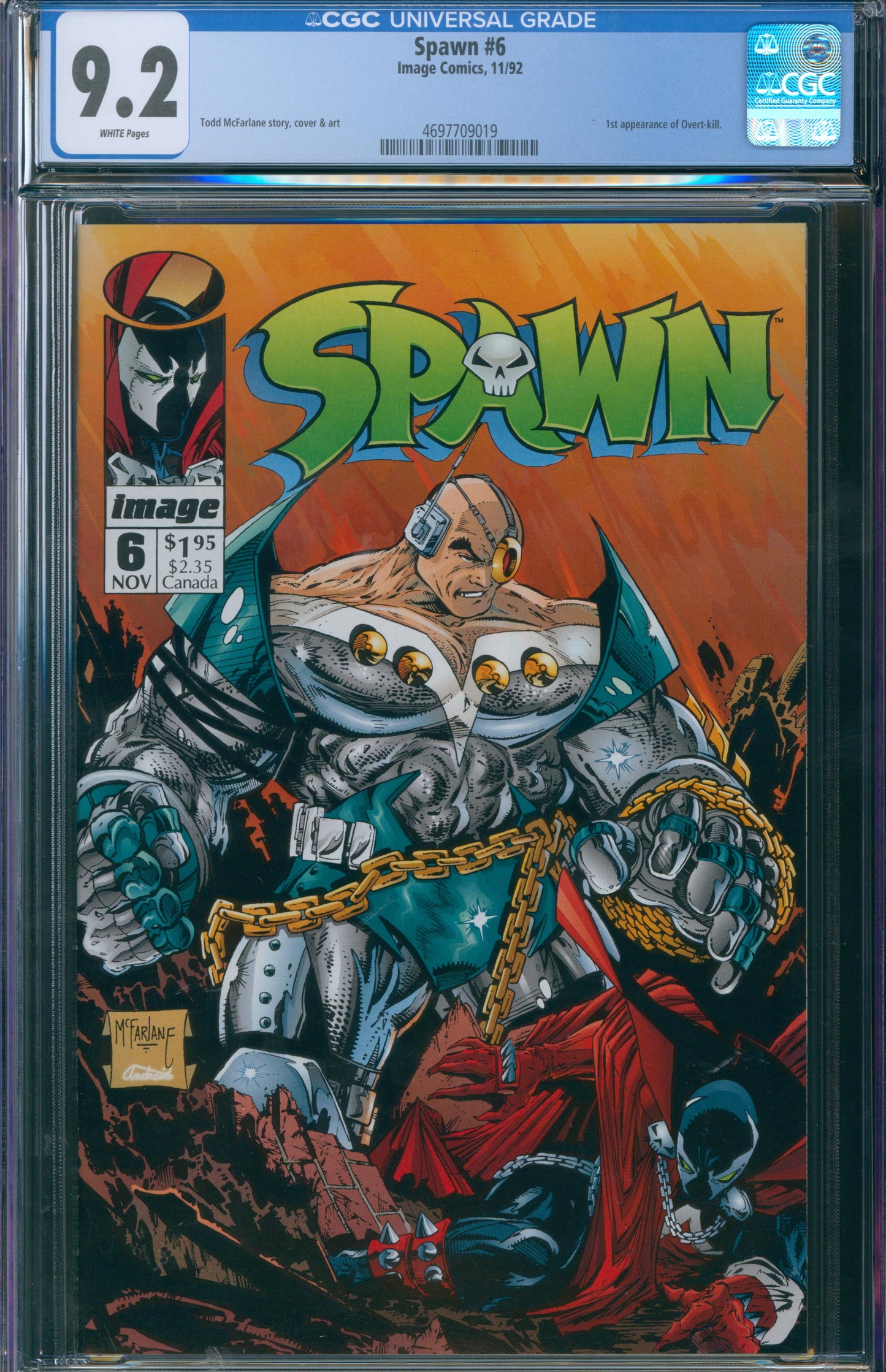 Spawn #6 CGC 9.2 - 1st Appearance of Overt-kill