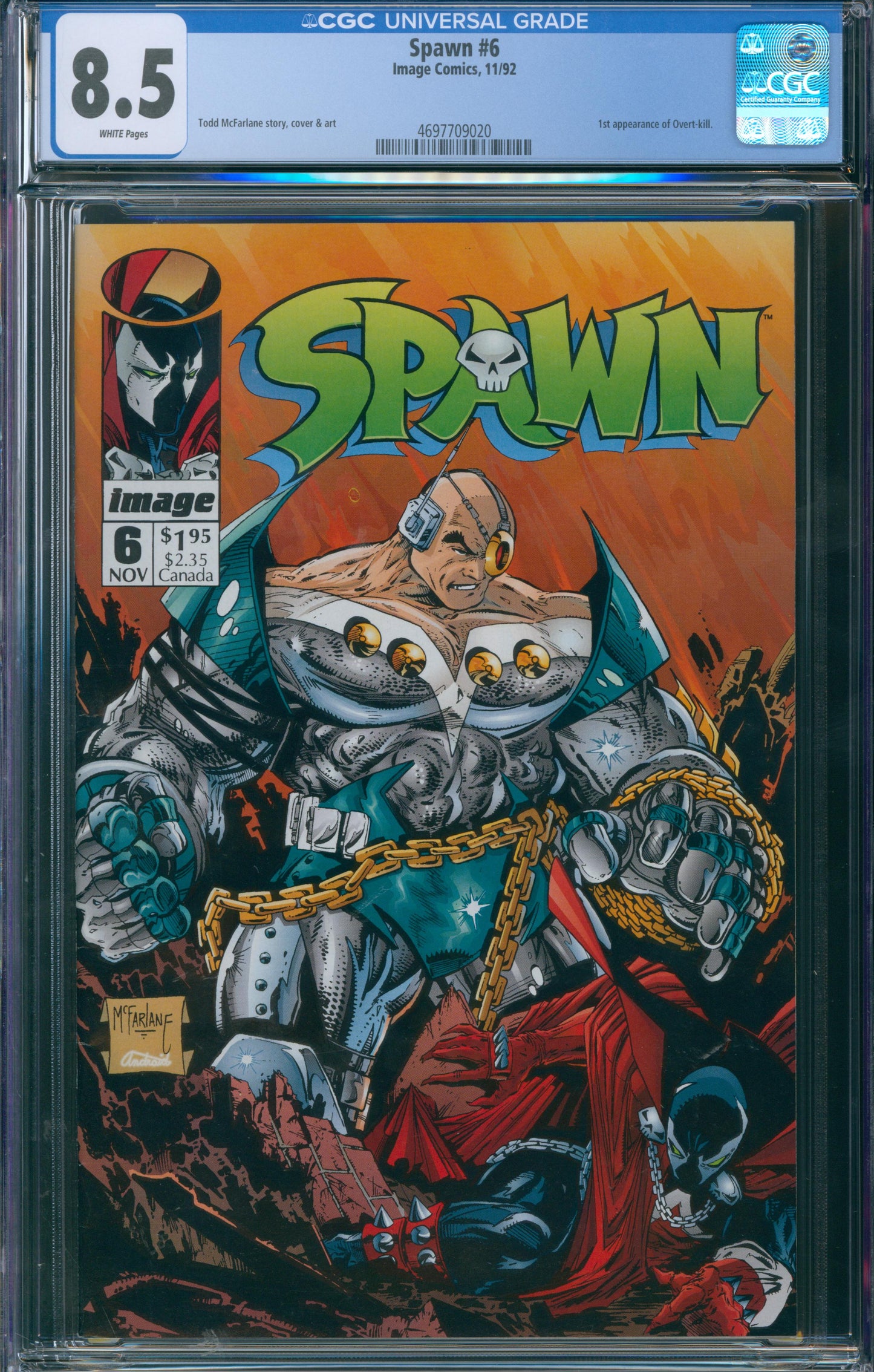 Spawn #6 CGC 8.5 - 1st Appearance of Overt-kill