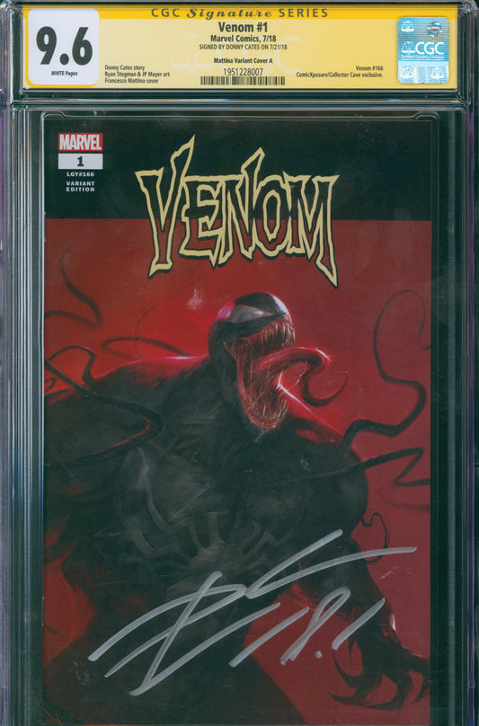 Venom #1 CGC 9.6 Mattina Variant Cover SIGNED BY DONNY CATES ON 7/21/18