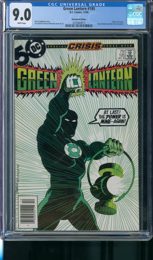 Green Lantern #195 CGC 9.0 - Newsstand Edition - Guy Gardner Becomes Green Lantern
