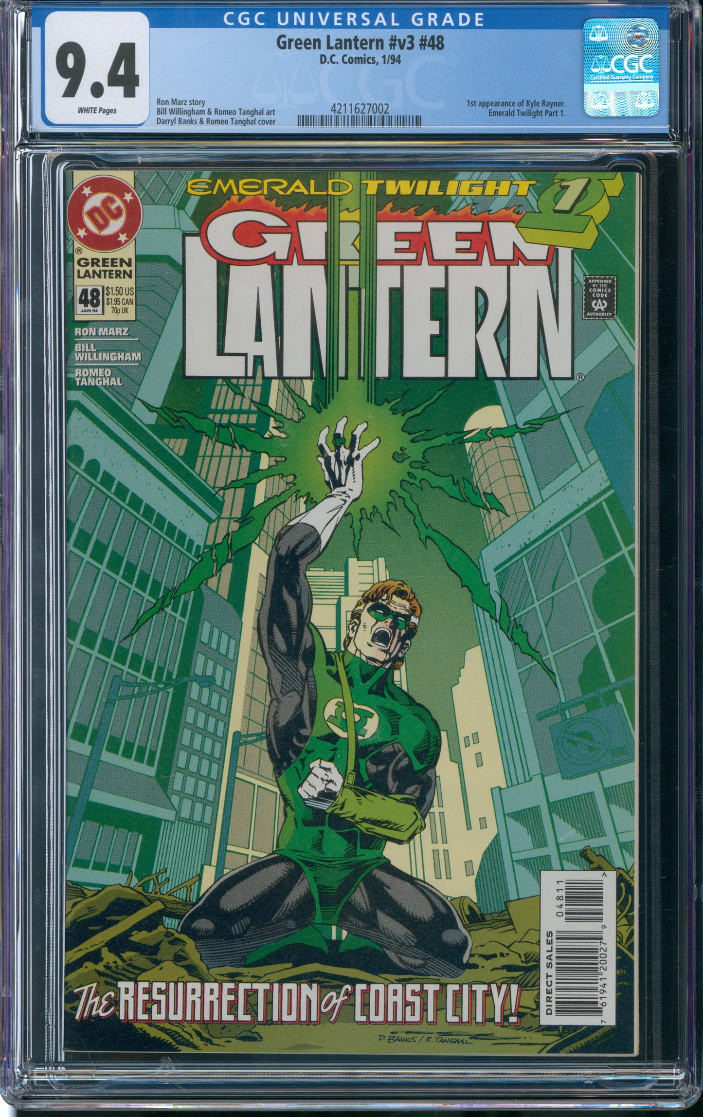 Green Lantern v3 #48 CGC 9.4 - Emerald Twilight Part 1