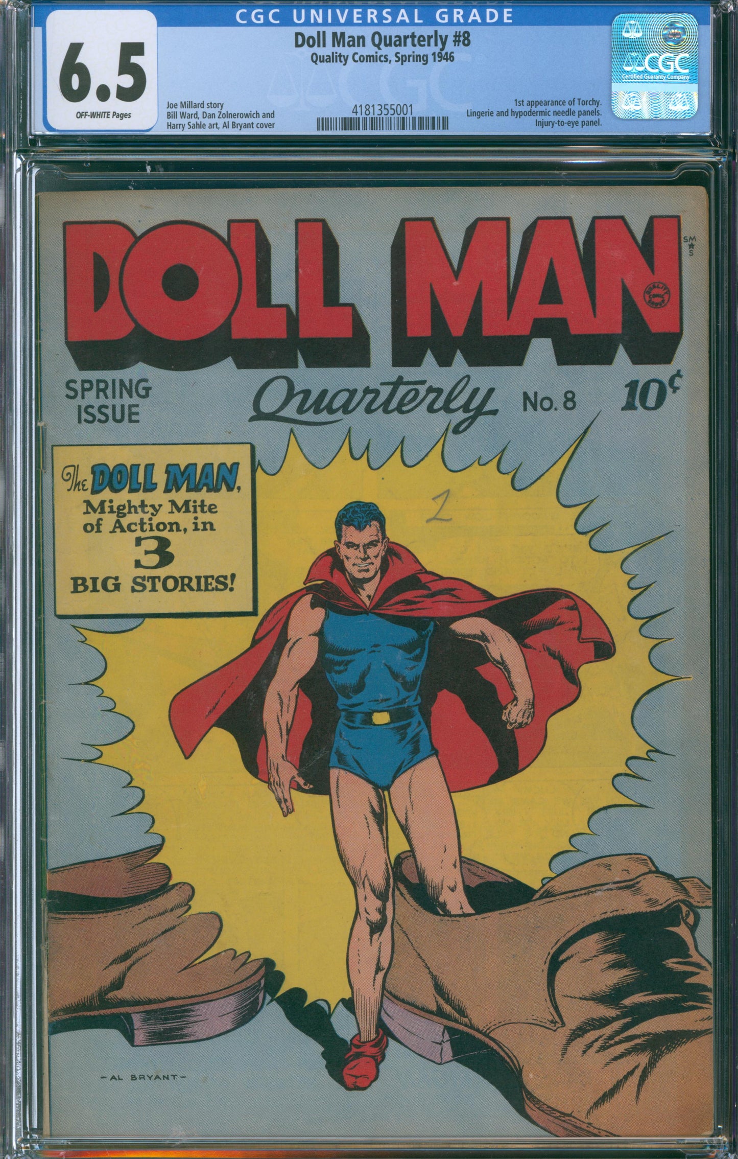 Doll Man Quarterly #8 - CGC 6.5 - 1st Appearance of Torchy - 1946