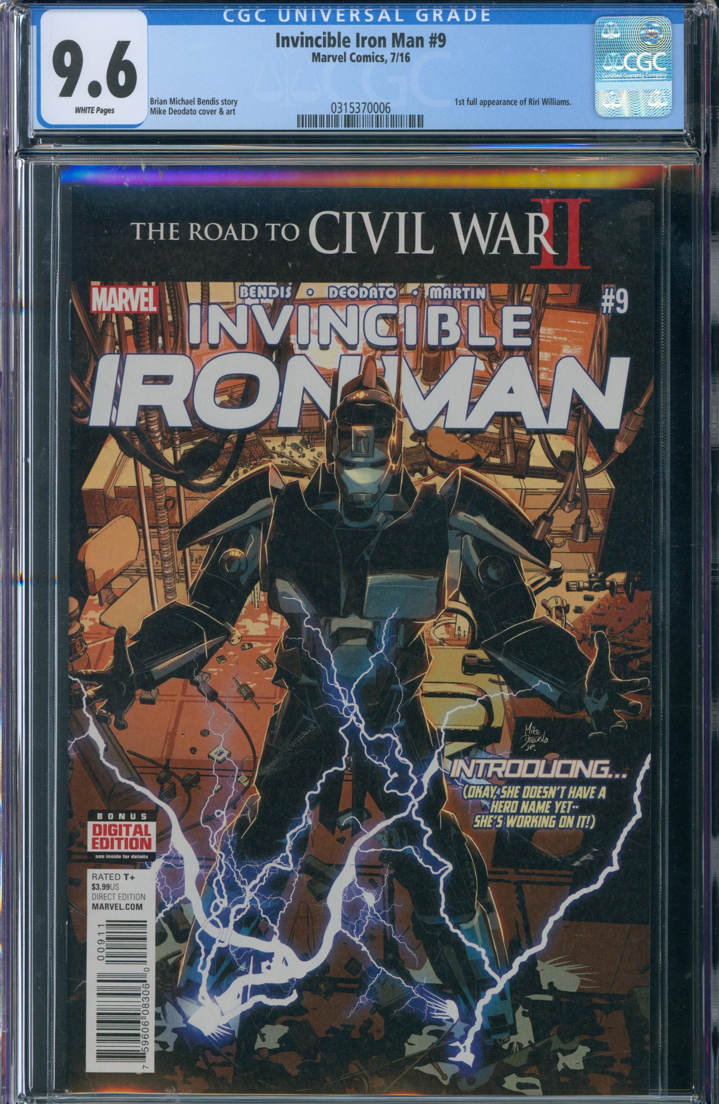 Invincible Iron Man #9 CGC 9.6 - 1st Full Appearance of Riri Williams