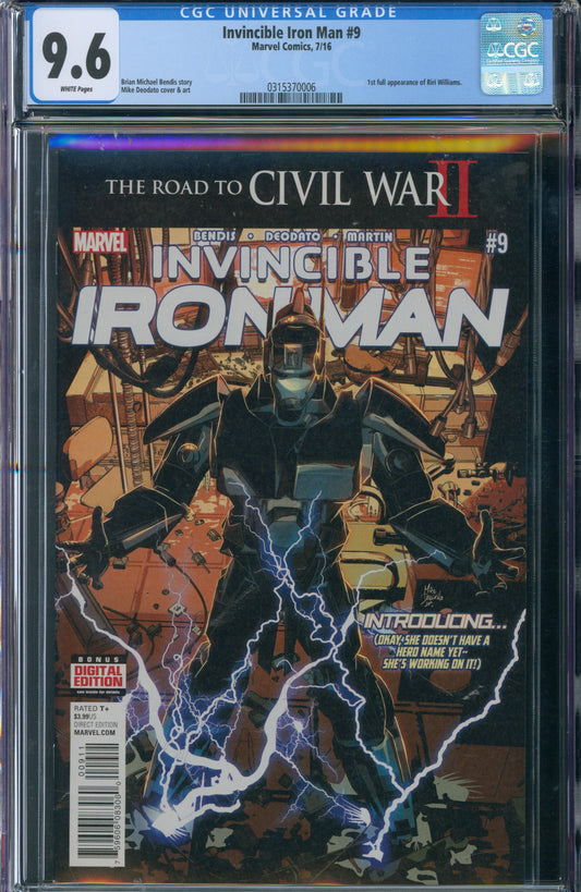 Invincible Iron Man #9 CGC 9.6 - 1st Full Appearance of Riri Williams