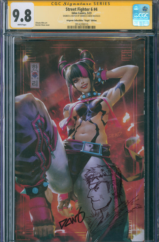 Street Fighter 6 #4 CGC 9.8 - Artgerm Collectibles "Virgin" Edition A - SIGNED & SKETCH BY DERRICK CHEW ON 8/5/23