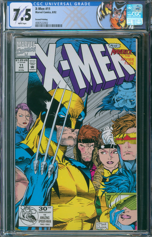 X-Men #11 CGC 7.5 Second Printing - Silver Ink Cover