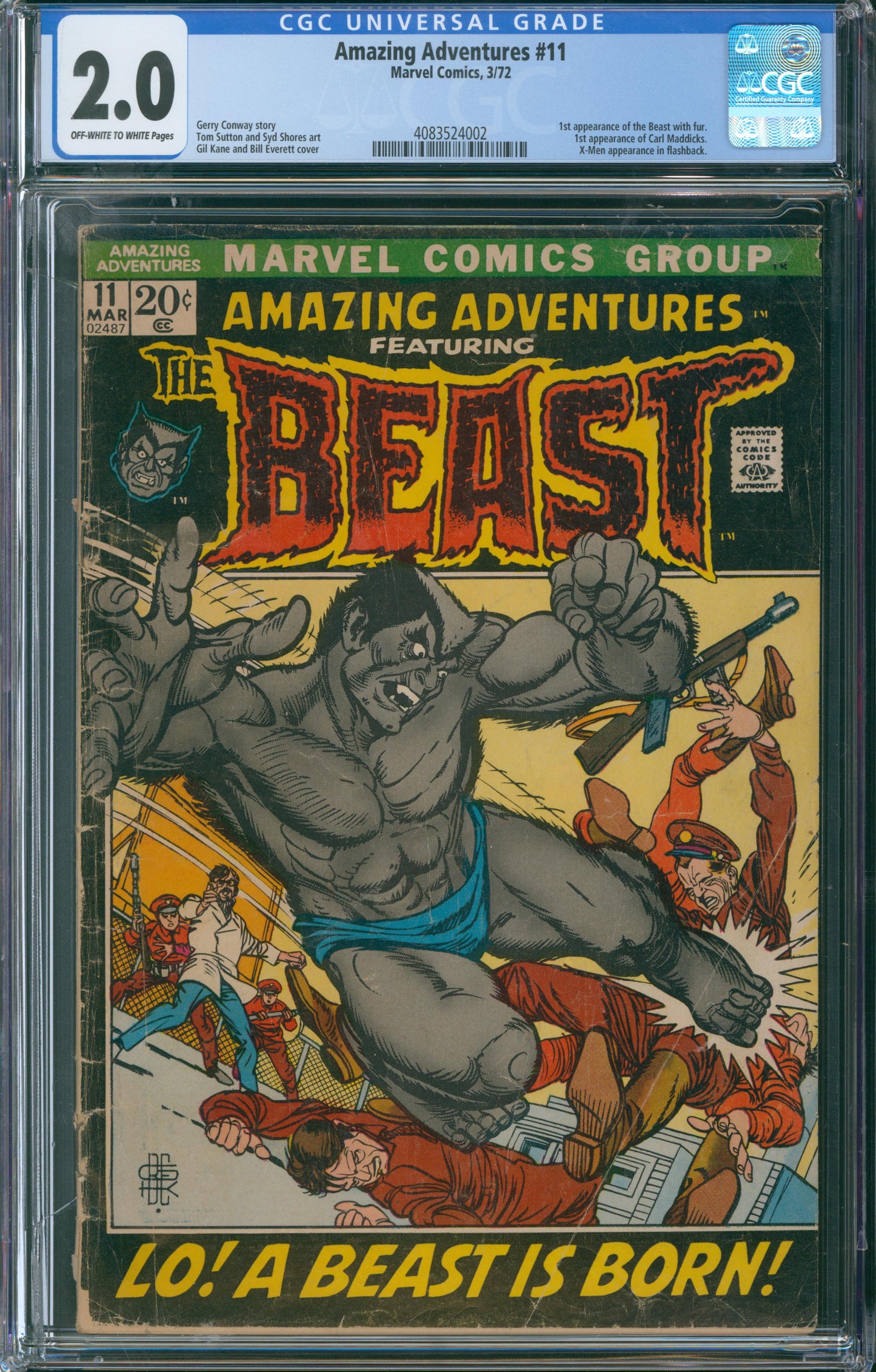 Amazing Adventures #11 CGC 2.0 - 1st Appearance of the Beast With Fur - 1972