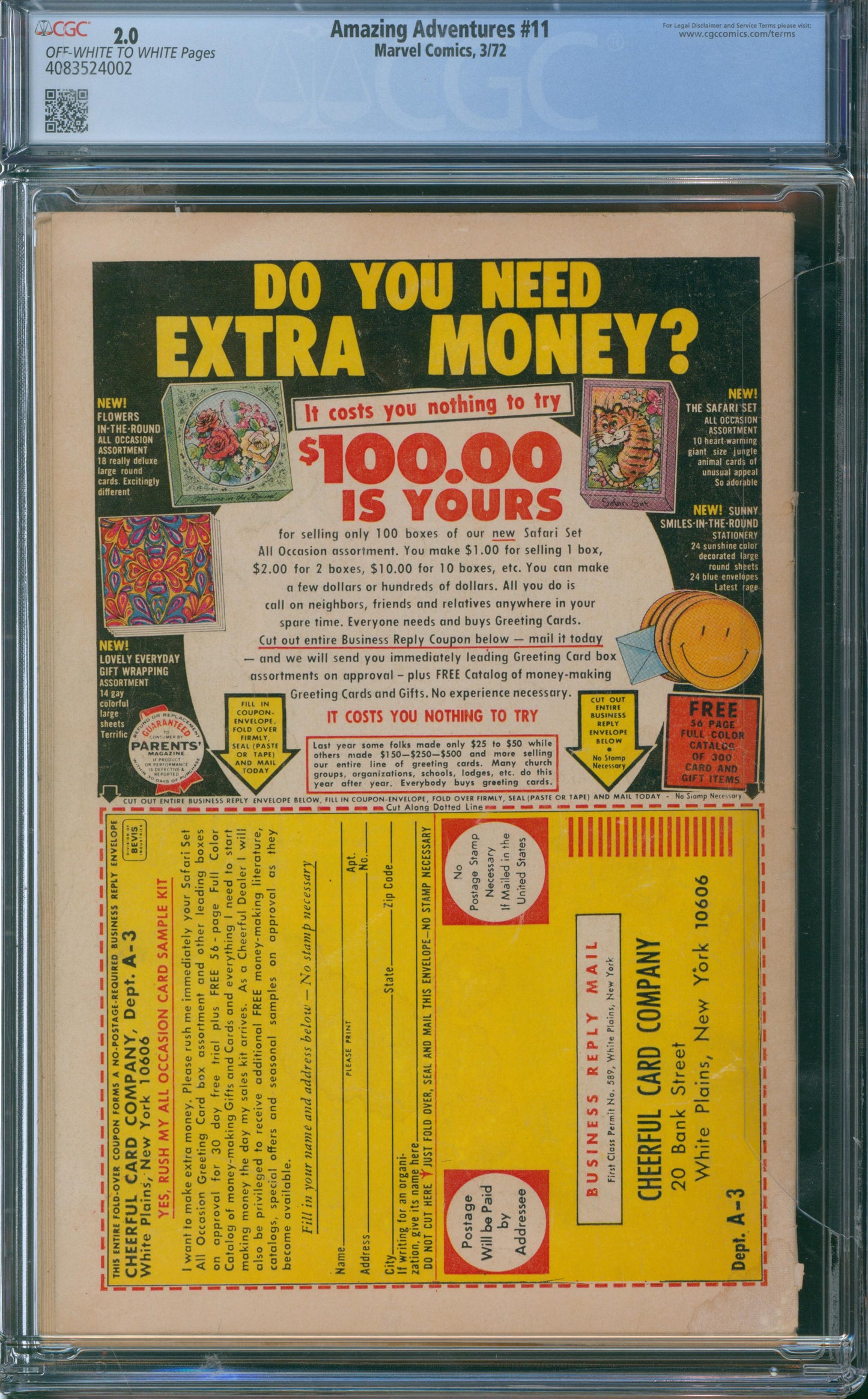 Amazing Adventures #11 CGC 2.0 - 1st Appearance of the Beast With Fur - 1972