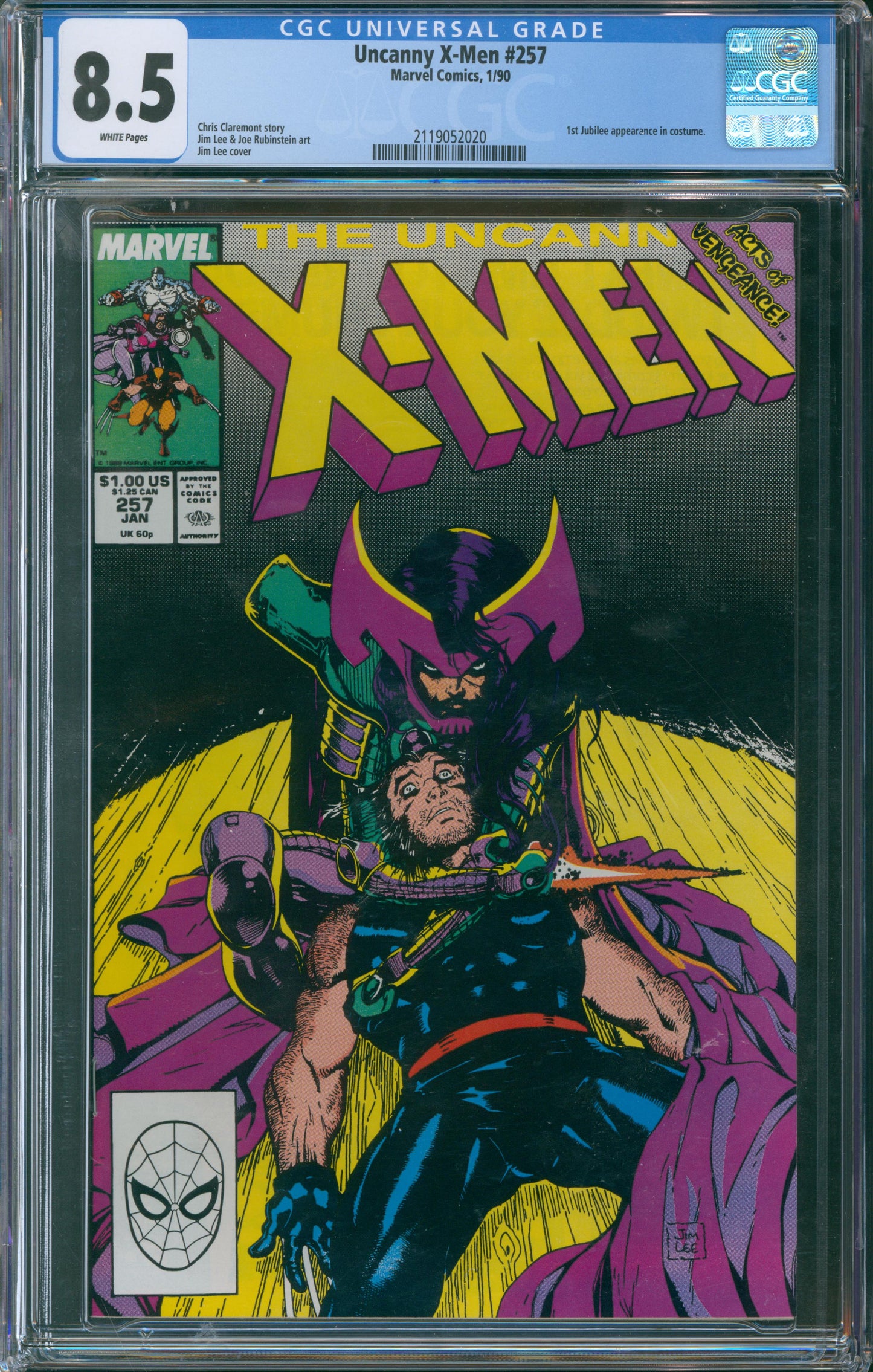 Uncanny X-Men #257 CGC 8.5 - 1st Jubilee Appearance In Costume - 1990