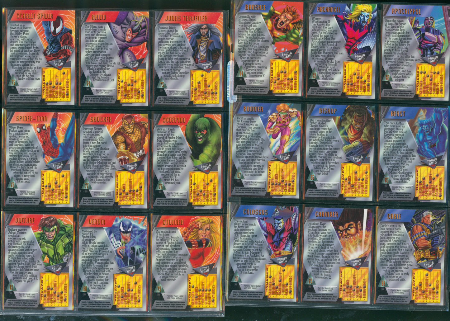 1995 Marvel Metal Complete Base Set - Missing 7 Metal Blasters - Missing 10 Gold Blasters WH