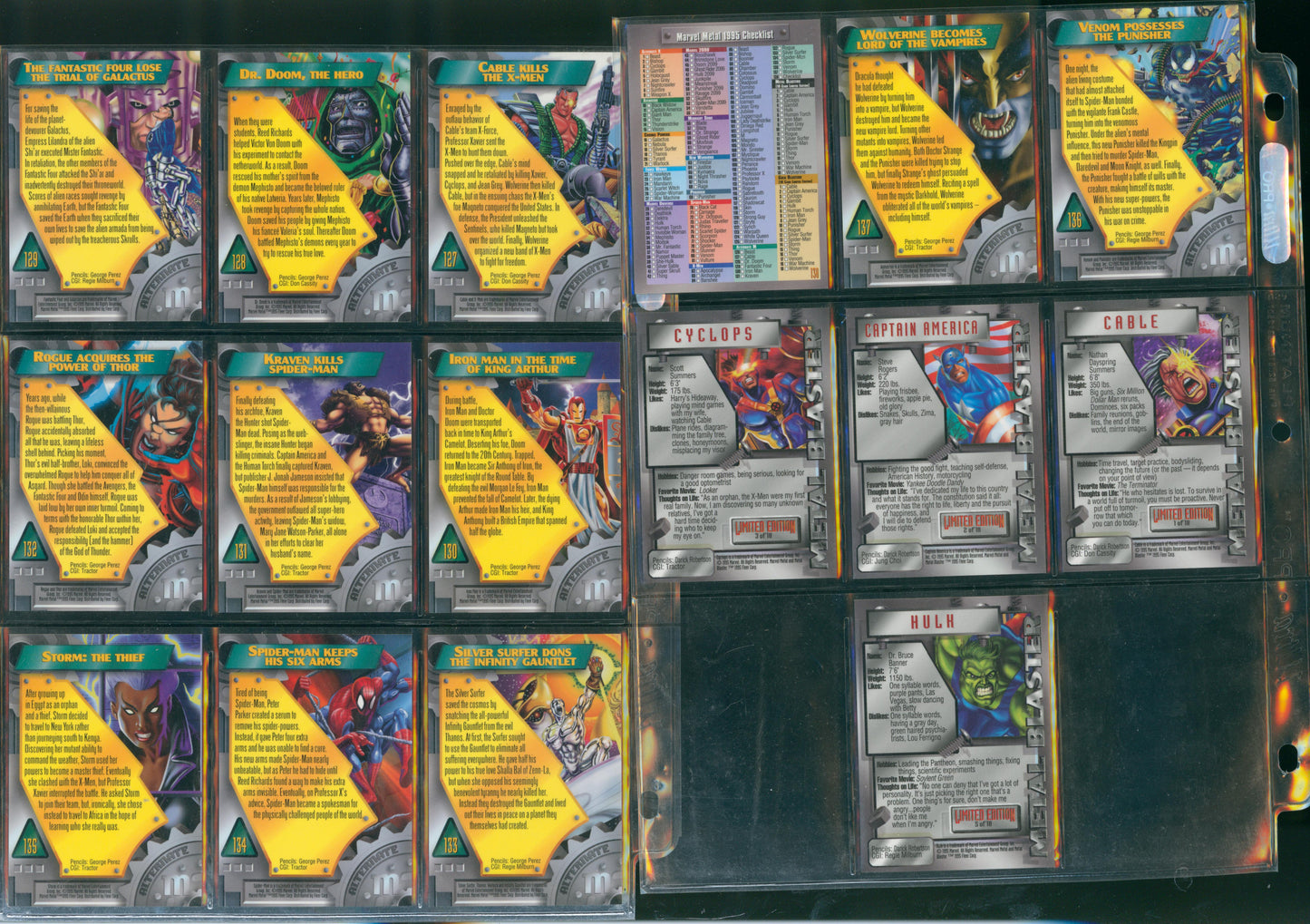 1995 Marvel Metal Complete Base Set - Missing 7 Metal Blasters - Missing 10 Gold Blasters WH