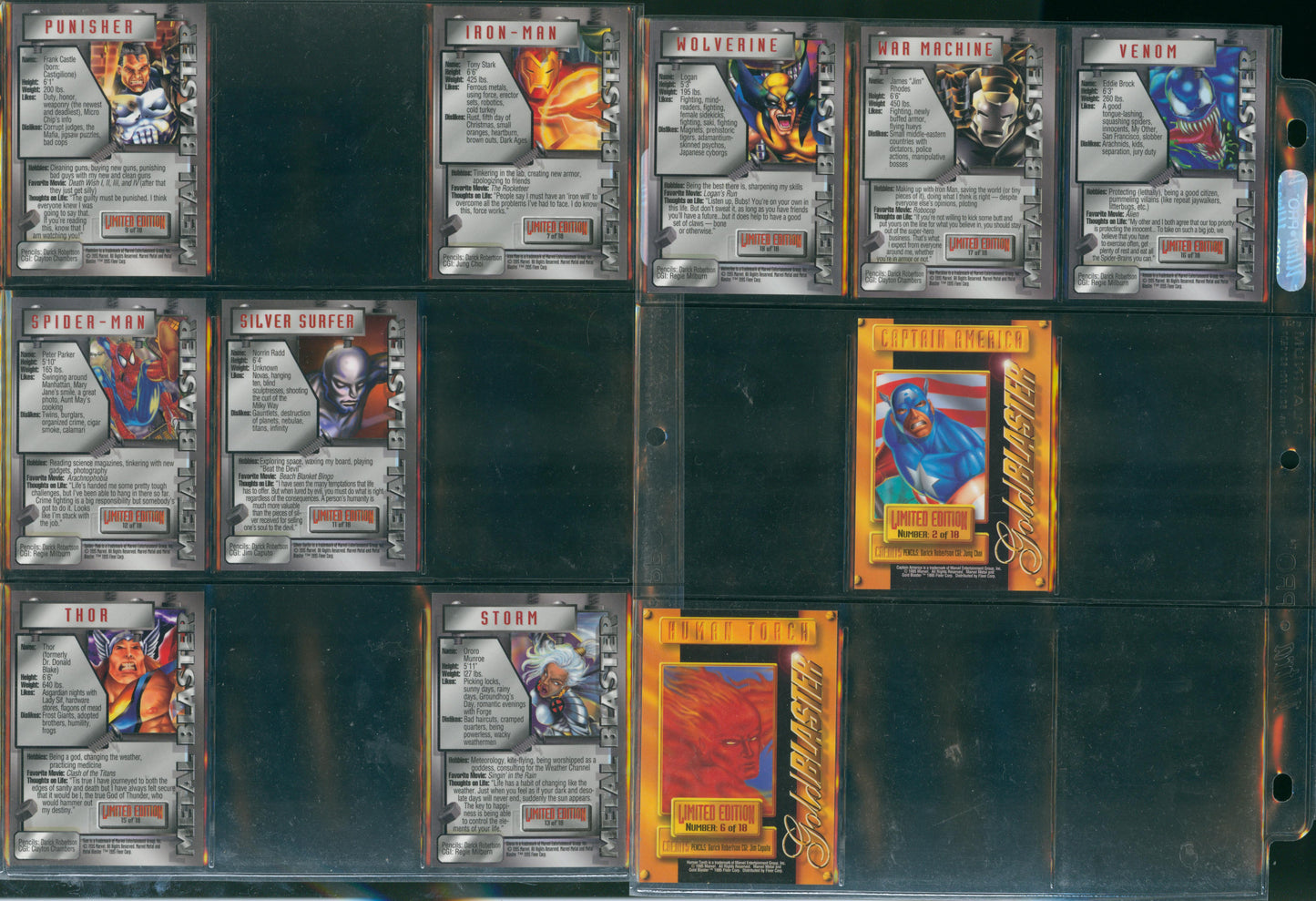 1995 Marvel Metal Complete Base Set - Missing 7 Metal Blasters - Missing 10 Gold Blasters WH
