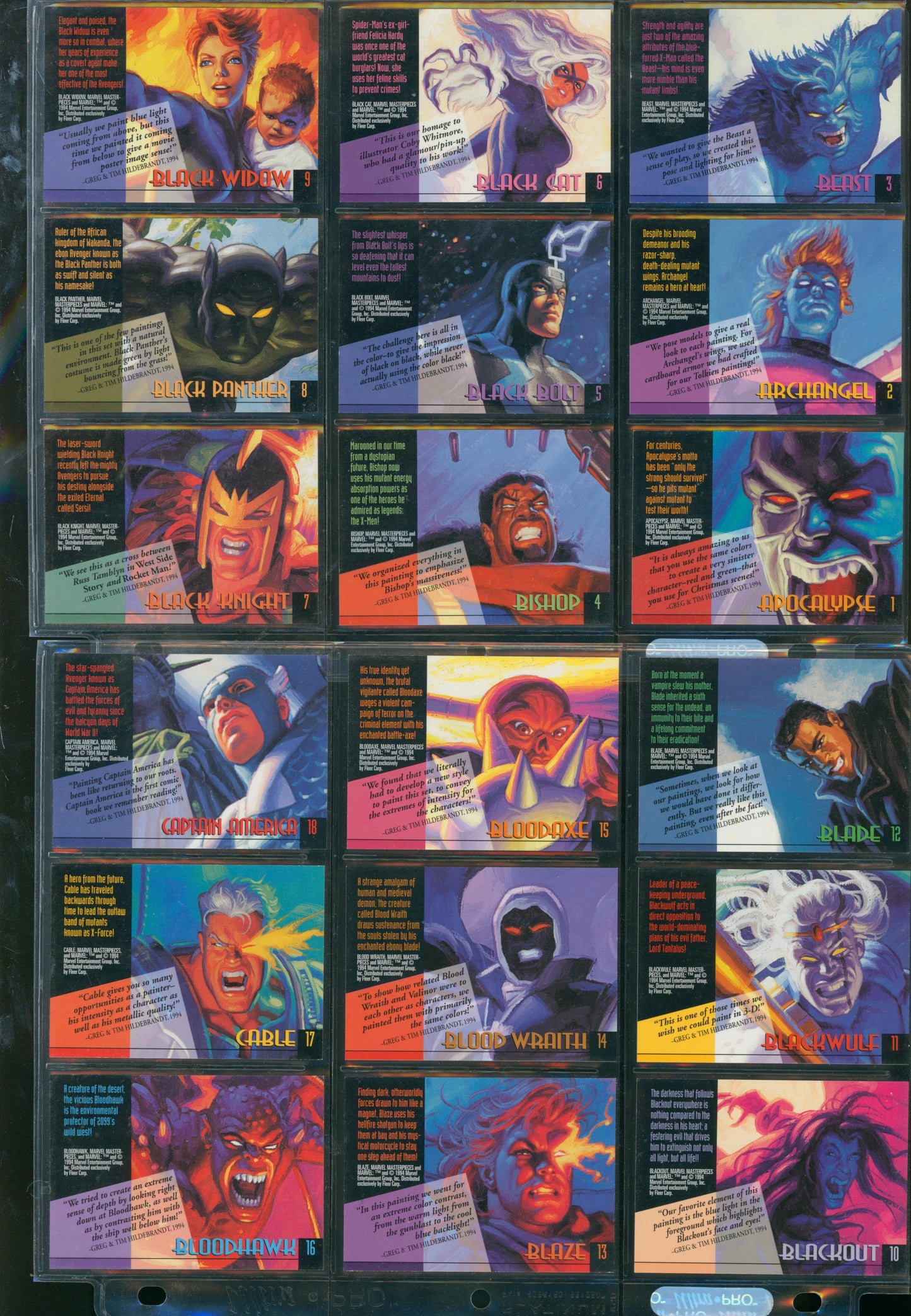 1994 Fleer Marvel Masterpieces Gold Signature Set – Complete Base + Holofoils WH