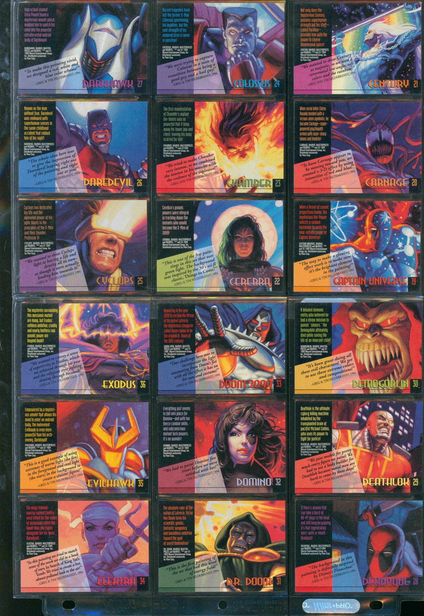 1994 Fleer Marvel Masterpieces Gold Signature Set – Complete Base + Holofoils WH