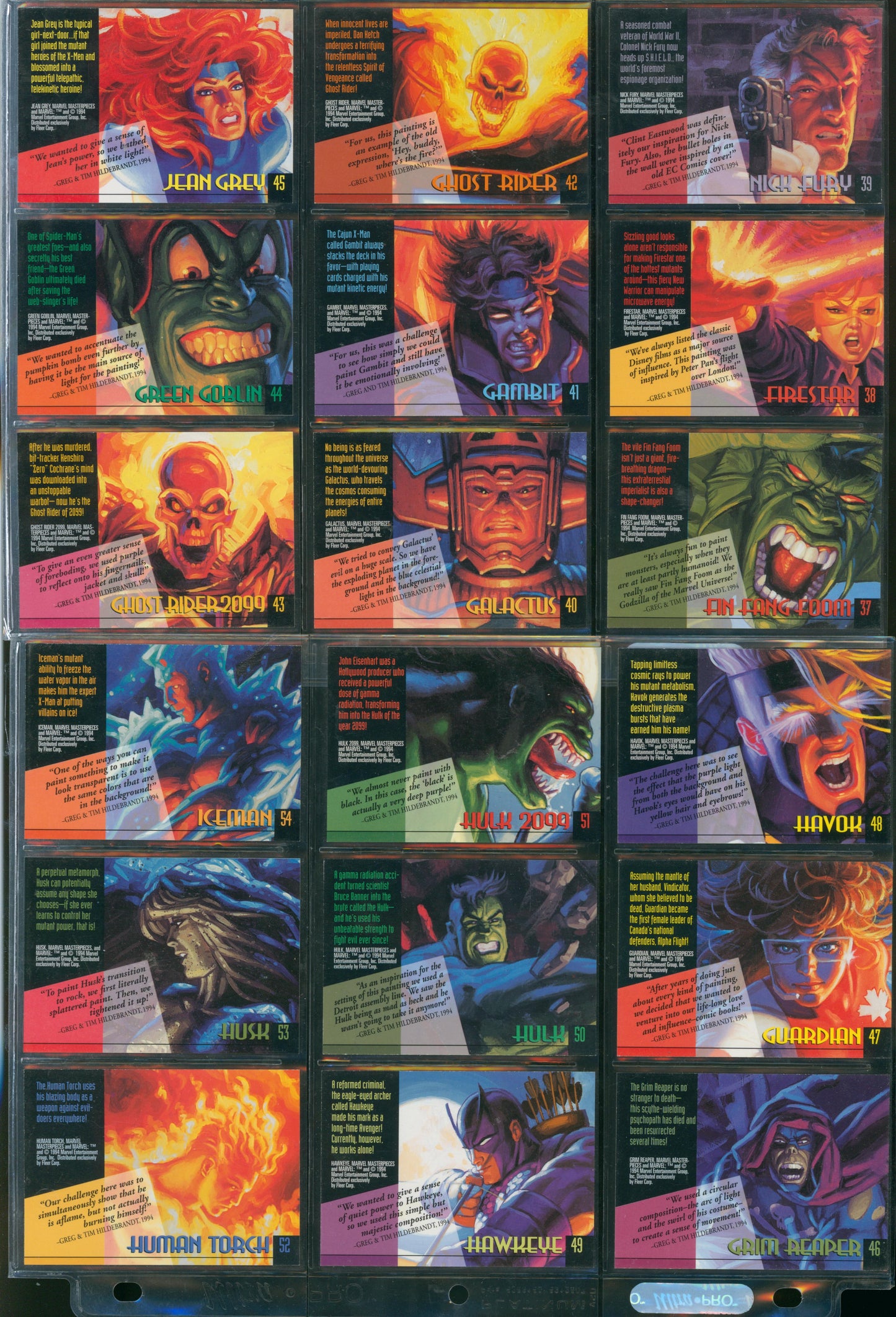 1994 Fleer Marvel Masterpieces Gold Signature Set – Complete Base + Holofoils WH