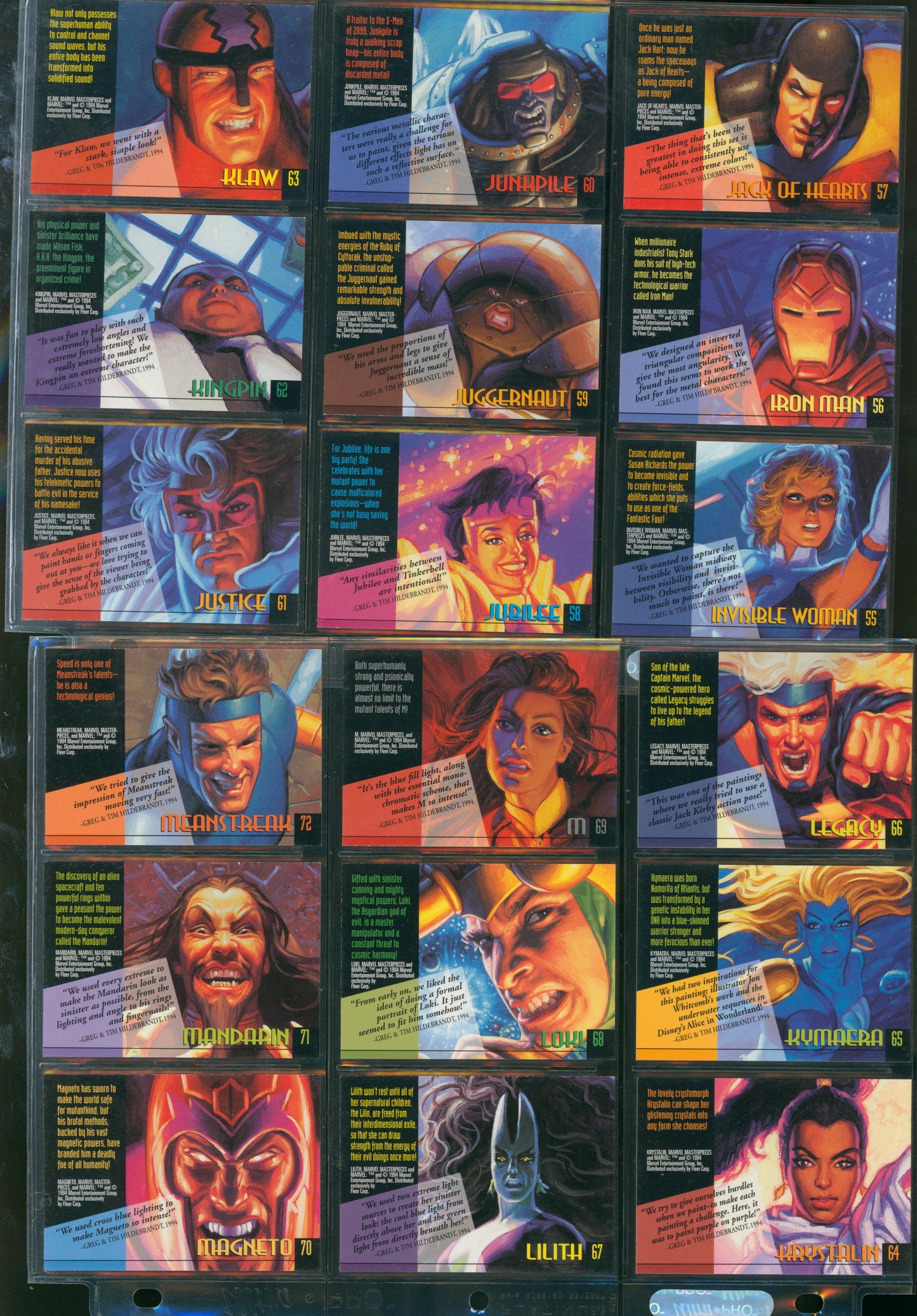 1994 Fleer Marvel Masterpieces Gold Signature Set – Complete Base + Holofoils WH