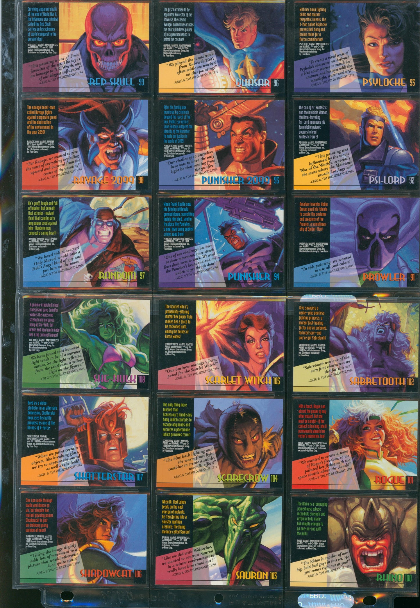1994 Fleer Marvel Masterpieces Gold Signature Set – Complete Base + Holofoils WH