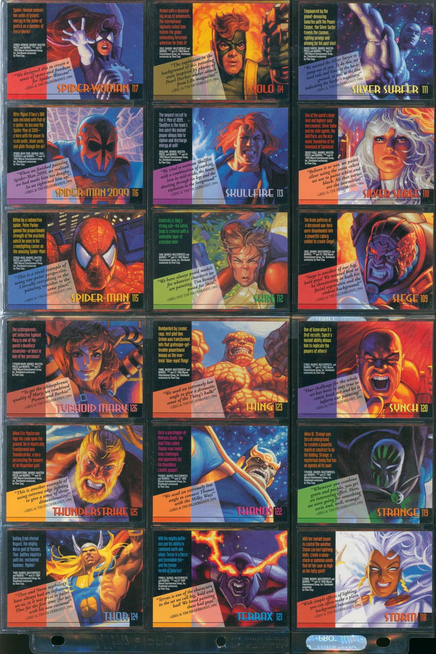 1994 Fleer Marvel Masterpieces Gold Signature Set – Complete Base + Holofoils WH