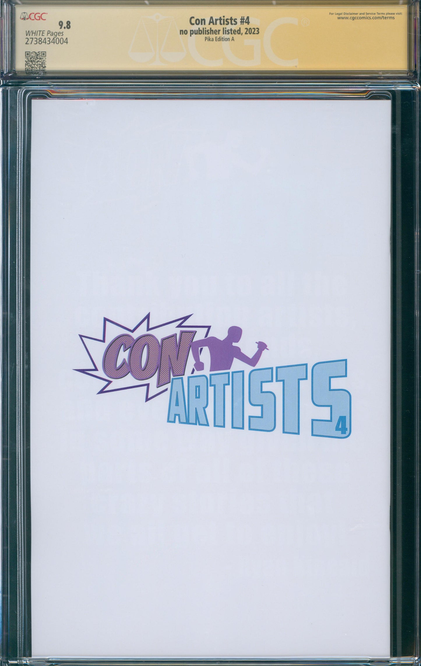 Con Artists #4 CGC 9.8 - Pika Edition A - Signed By Nathan Szerdy - 2023