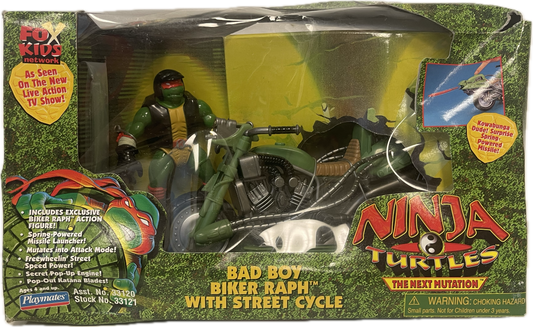 Mutant Ninja Turtles The Next Mutation Bad Boy Biker Raph w/ Street Cycle
