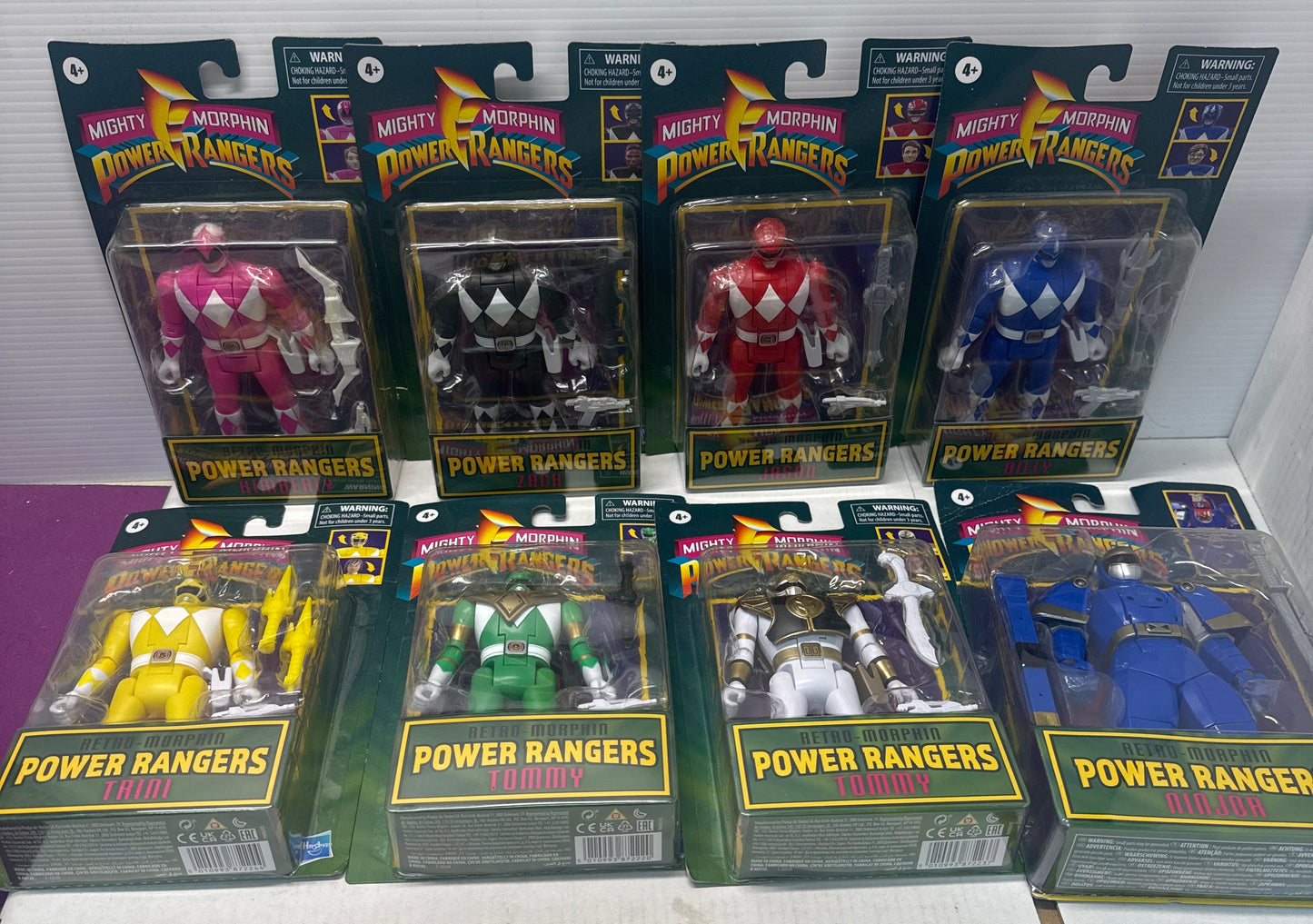MMPR - Retro Morphin 8 Figure Lot Flip Heads - Missing Dark Suit Kimberly