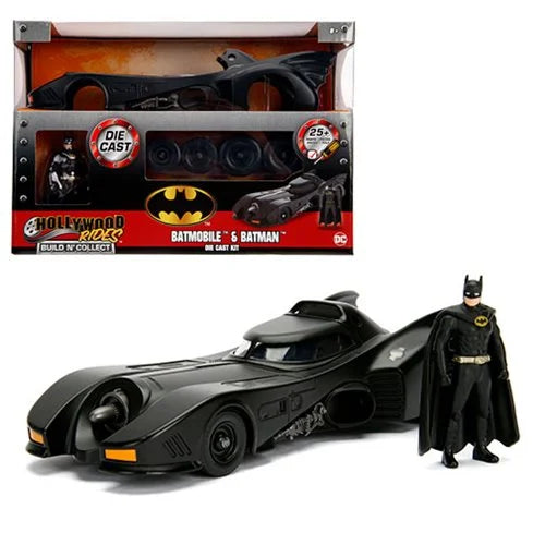 Batman 1989 Movie Batmobile 1:24 Scale Die-Cast Metal Model Kit with Batman Figure