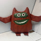 Vintage Style Nauga Monster Doll – Brown Naugahyde with Green Face Details – Unmarked, Excellent Condition