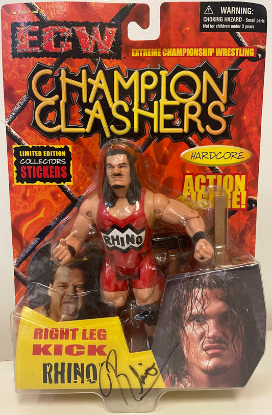 ECW Champion Clashers Rhino Action Figure SIGNED