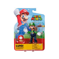 World Nintendo Super Mario 4-Inch Figures Wave 43 Luigi with red mushroom