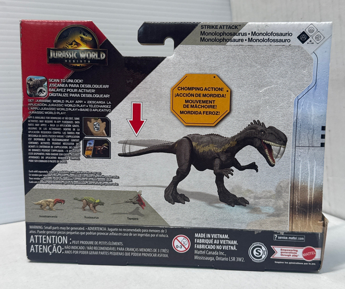 Jurassic World Rebirth Strike Attack Monolophosaurus Dinosaur Figure
