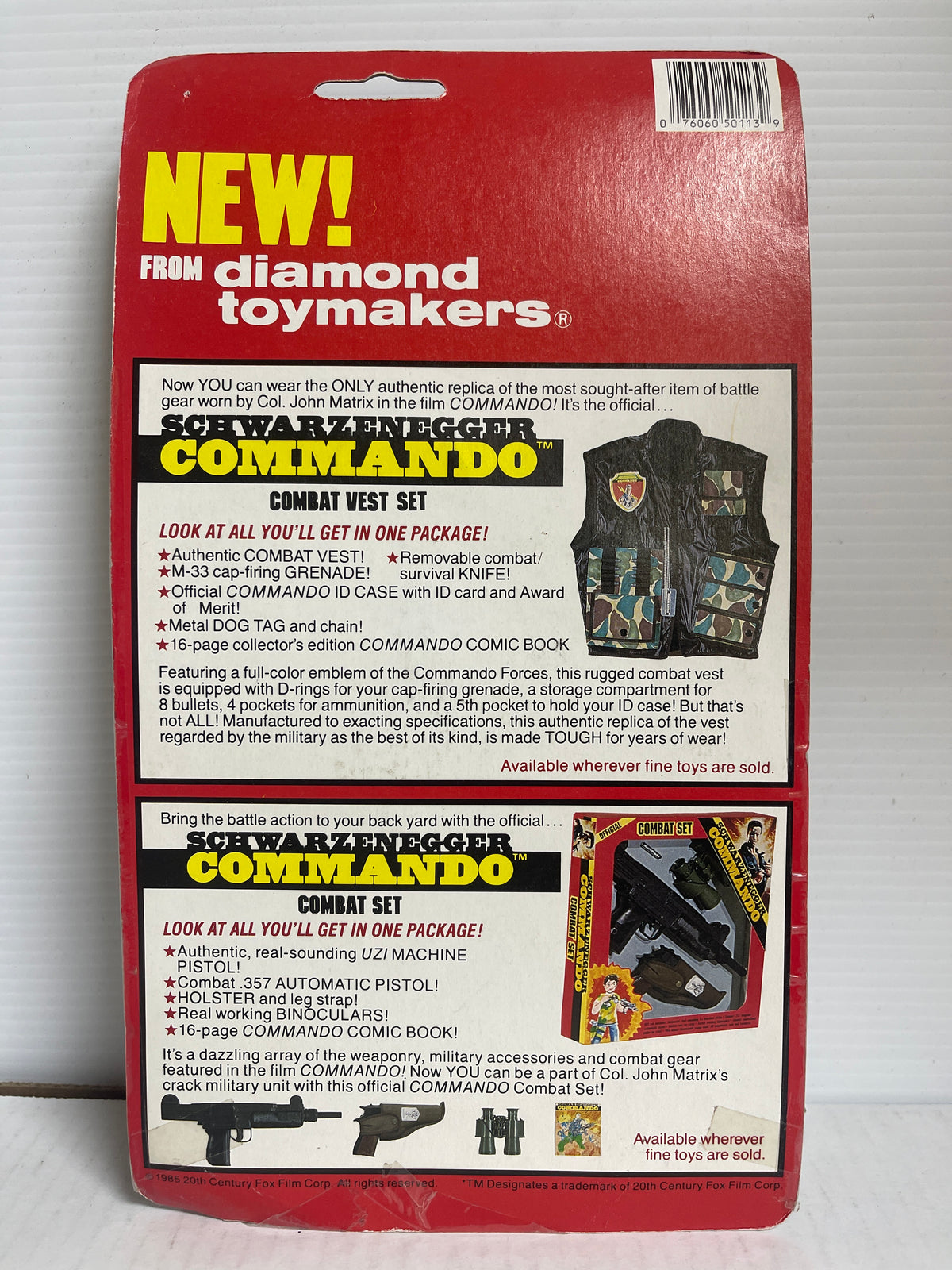 Vintage Schwarzenegger Commando Action Figure by Diamond Toymakers (19 ...
