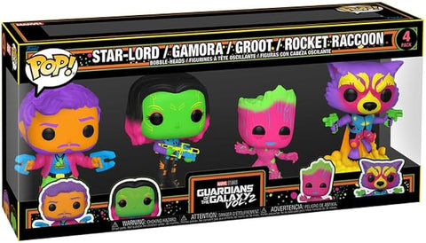 Pop Guardians Of The Galaxy Vol. 2 Groot, Star-Lord, Rocket, & Gamora Black Light 4-Pack