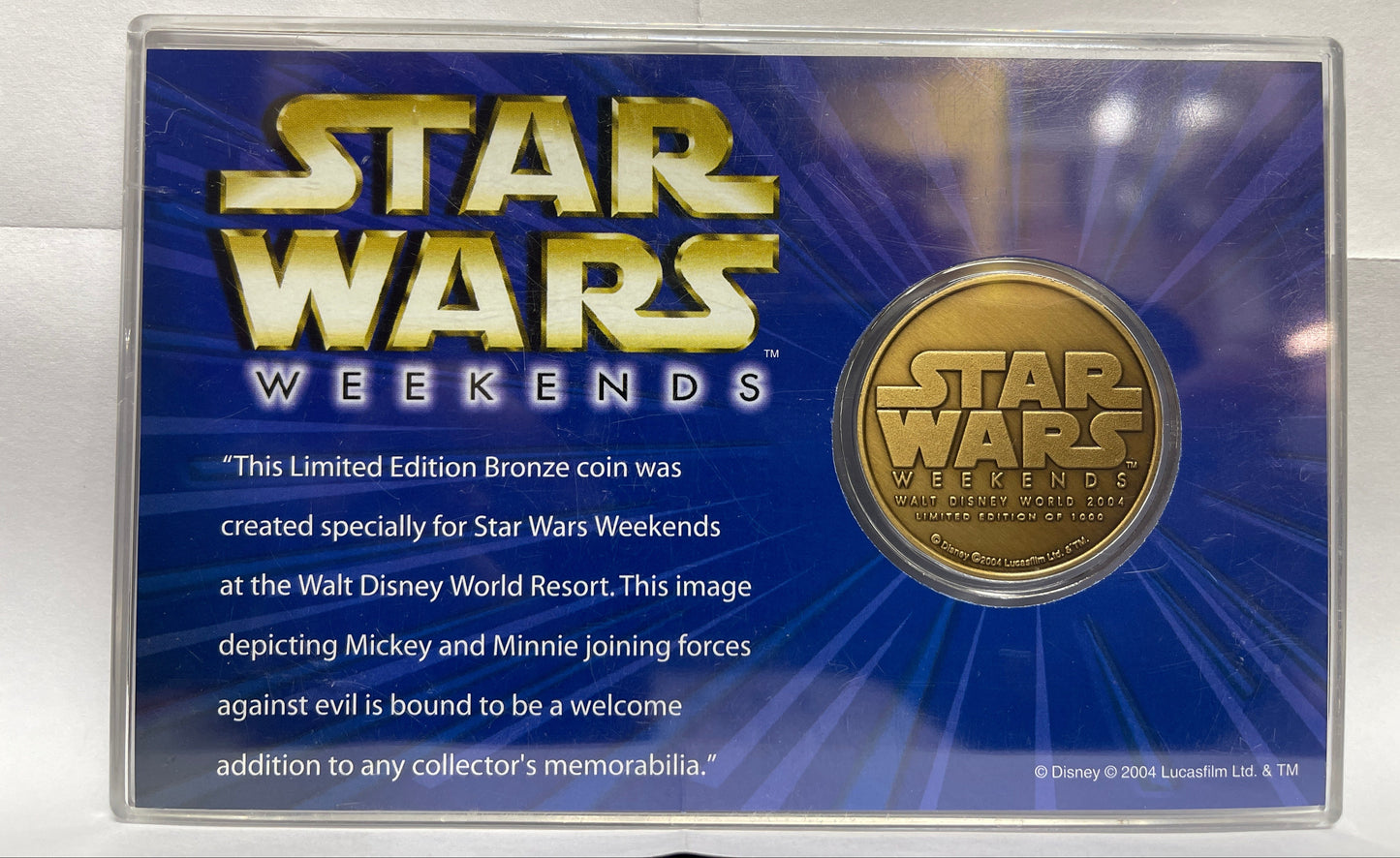 Walt Disney World 2004 Star Wars weekend, limited edition, bronze coin 1000 made